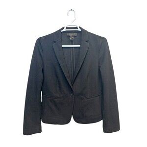 Ann Taylor Blazer Suit Jacket Women's Size 14 Solid Black One Button Lightweight